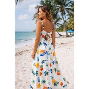 Anthropologie Paper Heart Tropical Coastal Resort Maxi Dress Small NWT
